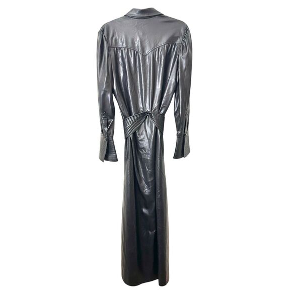 NANUSHKA Vegan Leather Tie Front Maxi Dress Black Sz Small - Picture 3 of 8